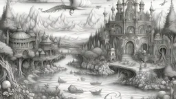 pencil sketch, relaxation, luxury, dream world, calm beauty, symmetry, fantasy world, magic, beautiful composition, exquisite detail