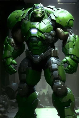the incredible hulk in power armor