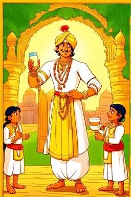 Birbal’s son order a milk of cup