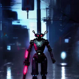 A portrait of a Robot, Japanese cyber samurai, art by Yoji Shinkawa, artist, cold ambient, rain, fog, latex, cables, purpurin, black, decorative color lights, neon style, led lights, fog, rain, vibrant color, highly detailed, art stations, concept art, smooth, unreal engine 5, god rays, ray tracing, RTX, lumen lighting, ultra detail, volumetric lighting, 3d, finely drawn, high definition, high resolution.