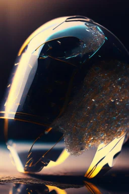 glass helmet with indentations, art, 4k, hi detail, trending art, depth of field, volumetric light, dramatic lights