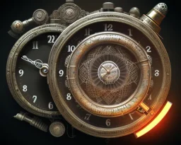 time travel machine that looks like a clock, realistic, intricately detailed