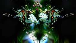 butterfly, flowers, Moody