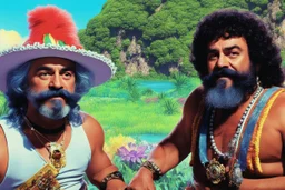 [glitched acid trip by Mil Mascaras] Cheech and Chong is bards in a heroic fantasy adventure