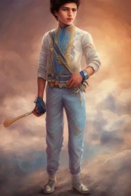 beautiful 12 year old arabic boy with curly hair and light blue eyes