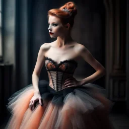 Model with corset, tulle skirt