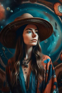 maximilist boho art lady potrait image with space