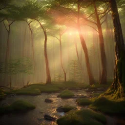 elf forest river stars sunset