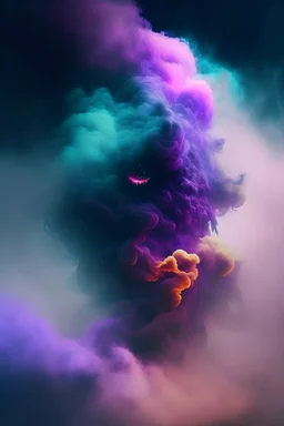 fog and smoke in a shape of a monster and a colour of cosmos