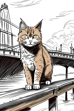 dibuja un gato en un puente