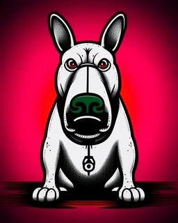 aggressive bull terrier cartoon, straight lines