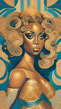 Painting style of erte of Beyoncé
