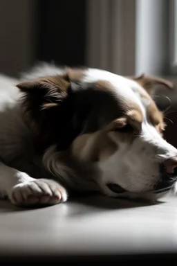 cane che dorme sdraiato visto di profilo