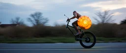 snail bike riding on one wheel with weird aura, blame it on the boogie