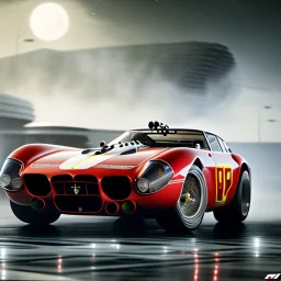 fullbody Drawing of 'Ferrari 250 LM',intricate detail,andrea bonelli,Kilian Eng,Ohrai,evan lee,three quarters frontal aerial view,toned colors,16k