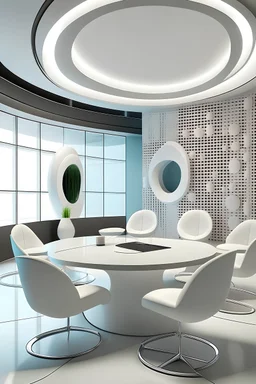 Curves interior design for meeting room with circles