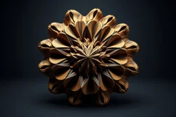 image of a 3d fractal onject made of good wood no background
