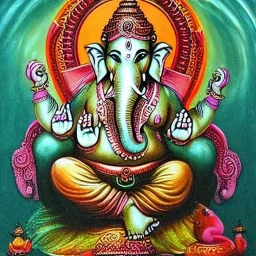 ganesha riding an octopus