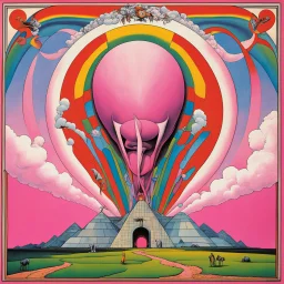 Pink Floyd album art for "Atom Heart Mother", surreal, by Marc Davis, by Alan Kenny, by Gerald Scarfe, concept art, dramatic, silkscreened, color ink illustration, psychedelic album cover, expansive, smooth, breast milky mind your throats please!