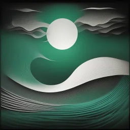 waves of the air controlling my mind, then we get the night fever, night fever, Braille language textures, abstract surreal art, graham Sutherland and Anton Semenov and Victor Pasmore, mind-bending illustration; asymmetric, uncanny, sharp focus, smooth, green hues and blue tints, black - white color scheme