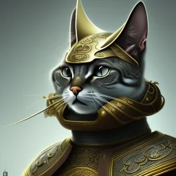 Character design, anthropomorphic cat dressed as a Shaolin, dark, evil, furious, epic, intricate details, finely detailed armor, silver, golden