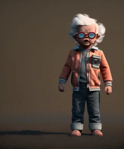 Emmet brown toddler, full body, delorean, dramatic lighting, hyper realistic