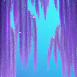 a magical crystal vertical light, pink and blue wisteria , pink vertical, blue lake,sharp, background vertical blue gradient vertical, elegant, highly detailed, artstation, concept art, smooth, sharp focus, illustration, 8k, splash art, wallpaper, key visual