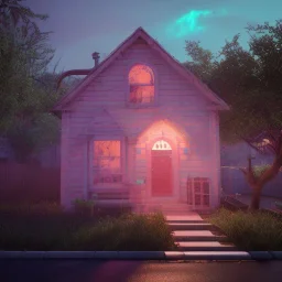 Candy house, unreal 5, octane render, cinema4d, redshift render, hyper realistic, cenematic, vibrancy, synthwave, retouch, centered, dynamic lighting, dramatic lighting, 4k, highly detailed, attractive beautiful, realistic, epic composition, holographic,