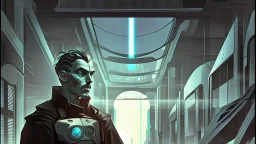 Futuristic, cyberpunk, Friedrich Nietzsche, comic style