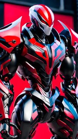 big venom robot with red and black color schemes, in the style of fairy academia, hard-edge style, agfa vista, dynamic pose, oshare kei, hurufiyya, rtx, close picture, intricate details, highly detailed, high details, detailed portrait, masterpiece,ultra detailed, ultra quality