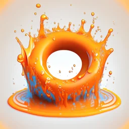 orange life ring emoji in water, liquid effect, water splashing, vector graphics, 3d clay style, 8 bit