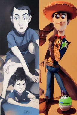 Double Shot Of My Baby's Love Alex Hirsch Rudy Nappi Reisha Perlmutter skin-tight Australian tonalism futurism modern European ink painting pre-raphaelitism renaissance painting Anime Character, detailed, vibrant, anime face, sharp focus, Character Design, style of Mad Magazine Spiderman Toy Story