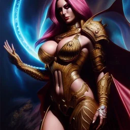 Ultra detailed fullbody Portrait in oil on canvas of Diablo character- busty beautiful female Crusader with Armor,extremely detailed digital painting,intense stare, extremely detailed face, crystal clear eyes, mystical colors ,perfectly centered image, perfect composition, rim light, beautiful lighting,masterpiece ,8k, stunning scene, raytracing, anatomically correct, in the style of Steve Jung and robert e howard and Wizyakuza and Ohrai Noriyoshi and Simon Bisley and uncannyknack and kilory.