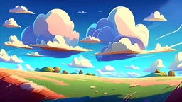 cartoon magic field clouds landscape realistic cartoon style