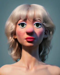 Realistic image, hybrid sexy woman with muppet Sesame Street head, portrait, concept art, smooth, unreal engine 5, god lights, ray tracing, RTX, lumen lighting, ultra detail, volumetric lighting, 3d, finely drawn, high definition, 4k.