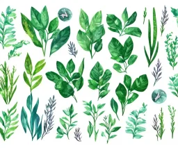 vector plants and herb set illustration. watercolor white backdrop