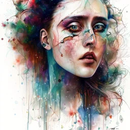 watercolor illustration of singer Danish MØ face by <agnes cecile>