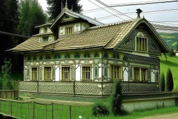 schita cu tema casa taraneasca din Bucovina , incadrata bine in rama , hasurat cu linii fine , cu mare acuratete si contrast , stil gravura pe metal