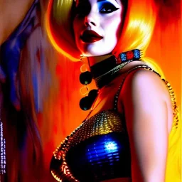 Drawing of beautiful face,'beautiful booty ,Busty Harley Quinn',intense stare, ancient skintight armor, balanciaga fashion clothe painting by gaston bussiere, greg rutkowski, yoji shinkawa, yoshitaka amano, tsutomu nihei, donato giancola, tim hildebrandt, Oil on canvas, cinematic composition, extreme detail,fit full head inside picture,16k