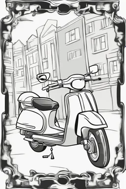 coloring page for kids, SCOOTY, thick outline, low details, no shading, no color