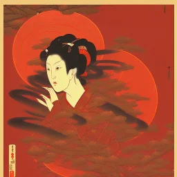  Ukiyo-e style, red sun