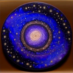 A violet galaxy with stars designed in ancient Roman mosaics painted by Leonardo da Vinci