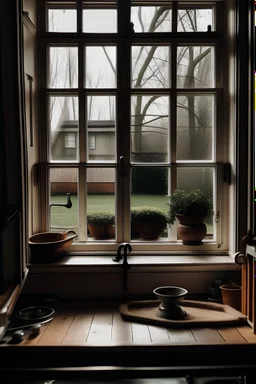 looking inside the house through a kitchen window