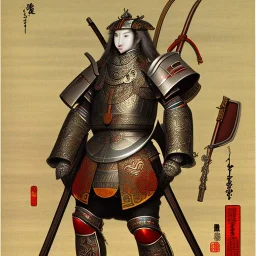 Ukiyo-e Style , Male Samuri in armour