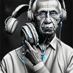 Picasso with headphones