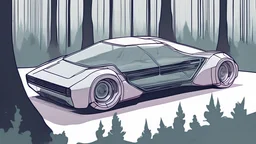 photo of a minimalist futuristic transparent car, forest punk, muted tones, neon --ar 16:9 --v 5.2 --style raw