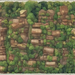 forest city ruins, watercolor