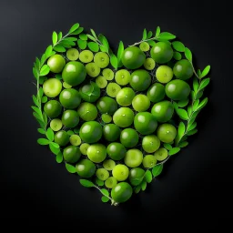 Green heart shape with Lots of green olives