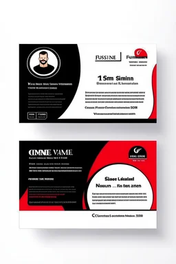 business card layout for a gym instructor, red and black, vector art, white background with email, address and Instagram icons