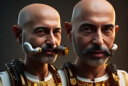 portrait of a bald and shaved Atul Bhardwaj building lego, steampunk, brown eyes, no facial hair, steampunk, unreal 5, octane render, cinema4d, dynamic lighting, soft lighting, 4k, redshift render, highly detailed, hyper realistic